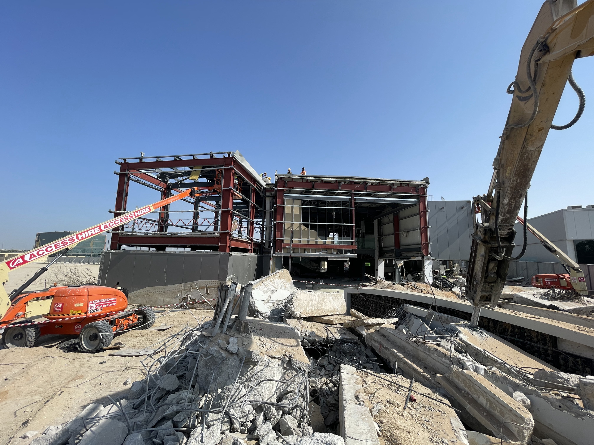 Heavy machinery at Czech Pavilion demolition site