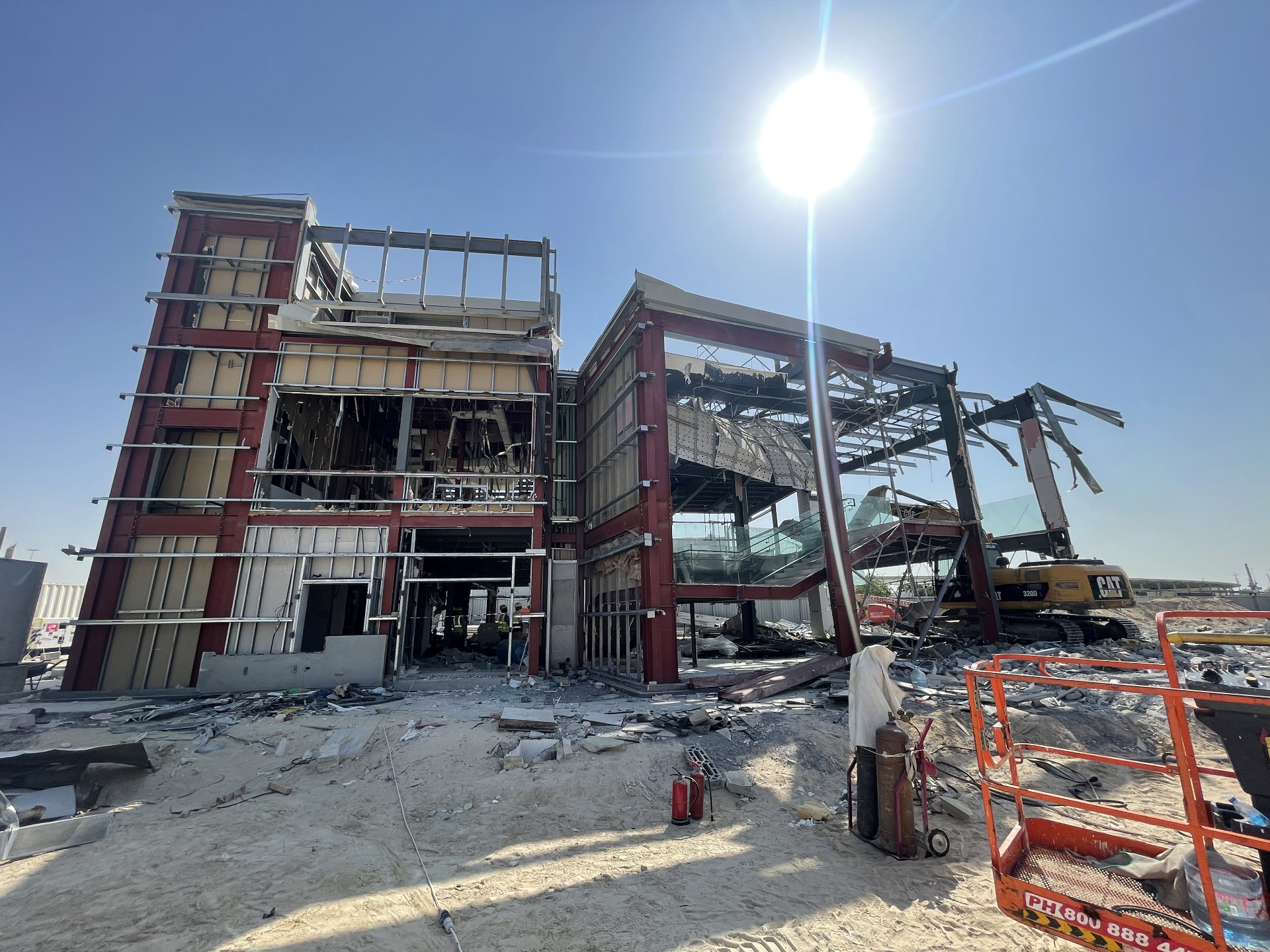 Czech Pavilion demolition with excavator