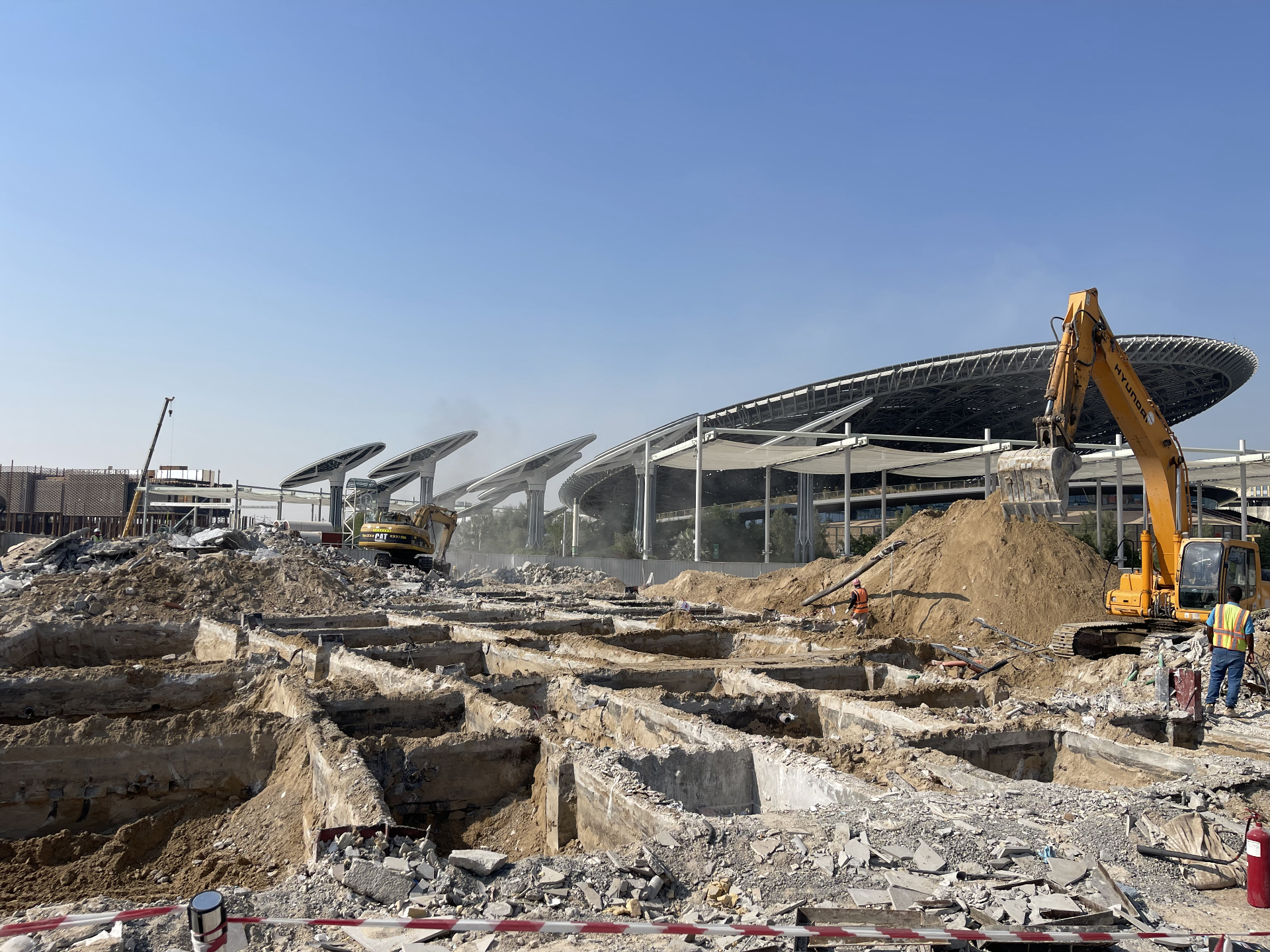 Foundation demolition at Czech Pavilion site