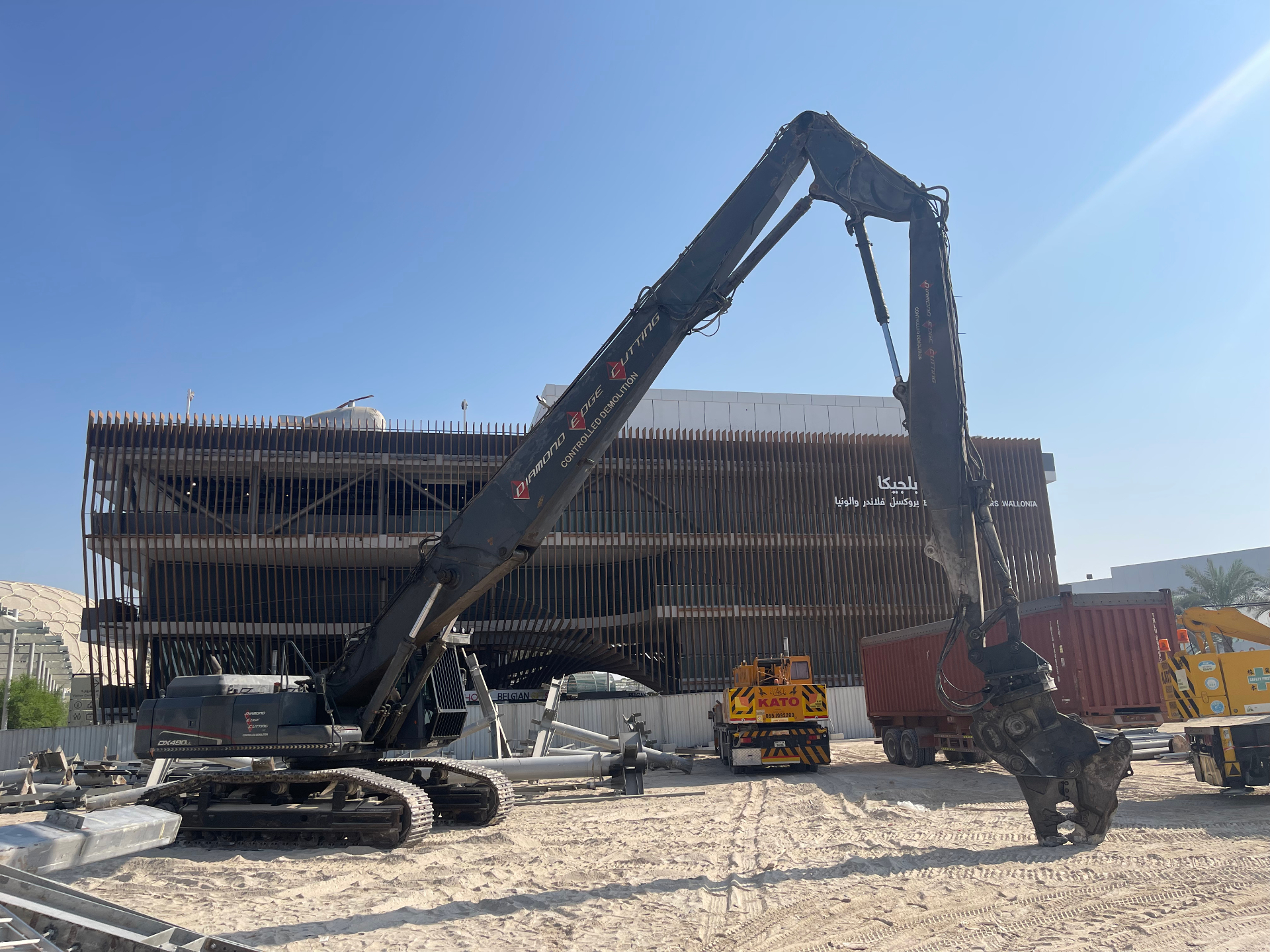 Heavy machinery at France Pavilion site