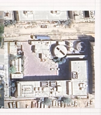 Top down satellite view of G+2 and G+3 camp sewerage treatment plant footprint in Jebel Ali