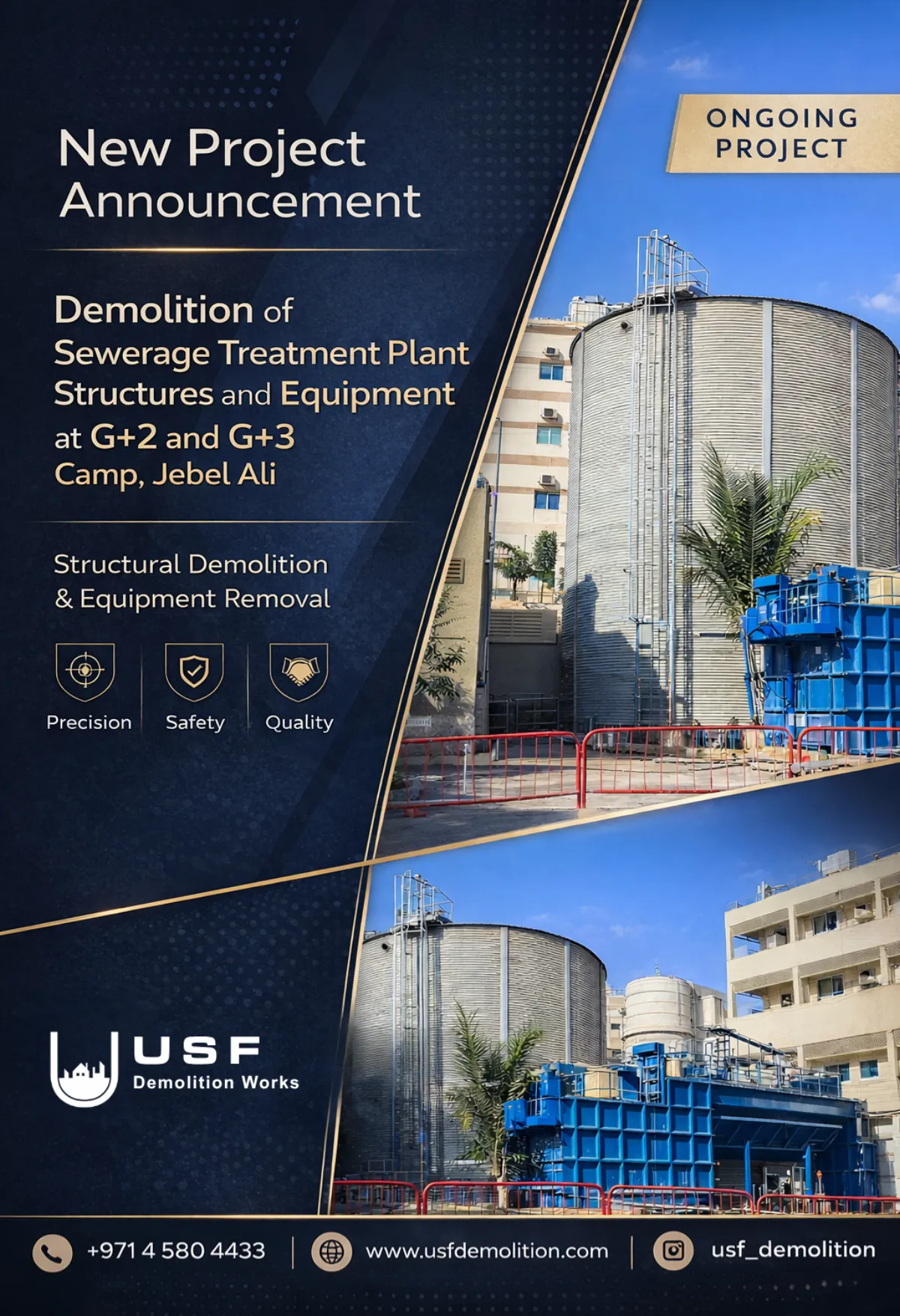 Sewerage Treatment Plant Demolition - G+2 & G+3 Camp, Jebel Ali