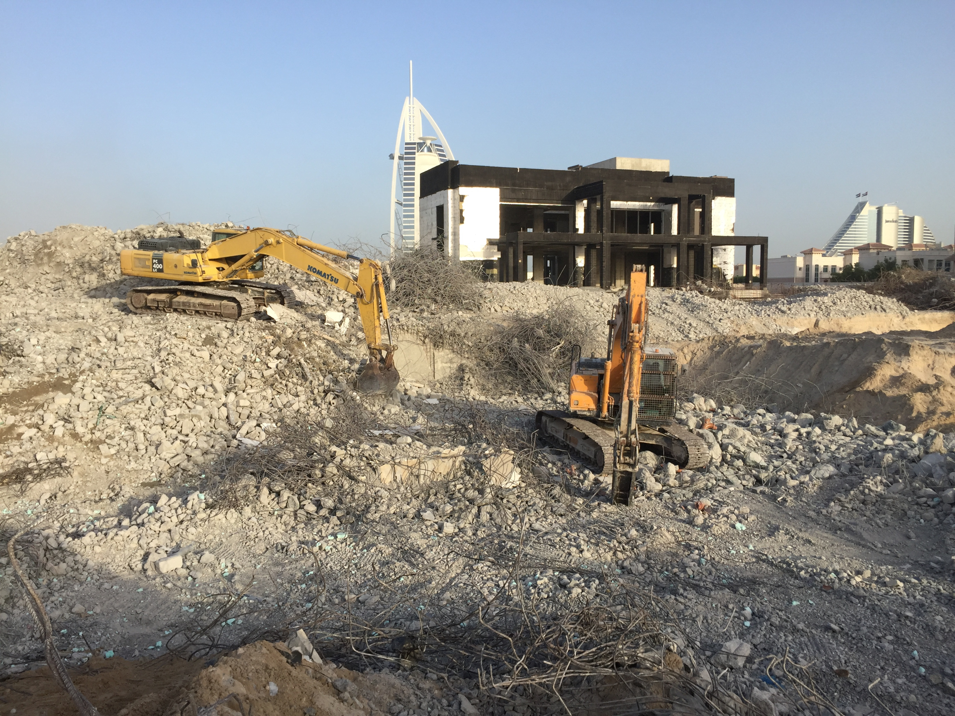 Villa demolition site with Burj Al Arab in background