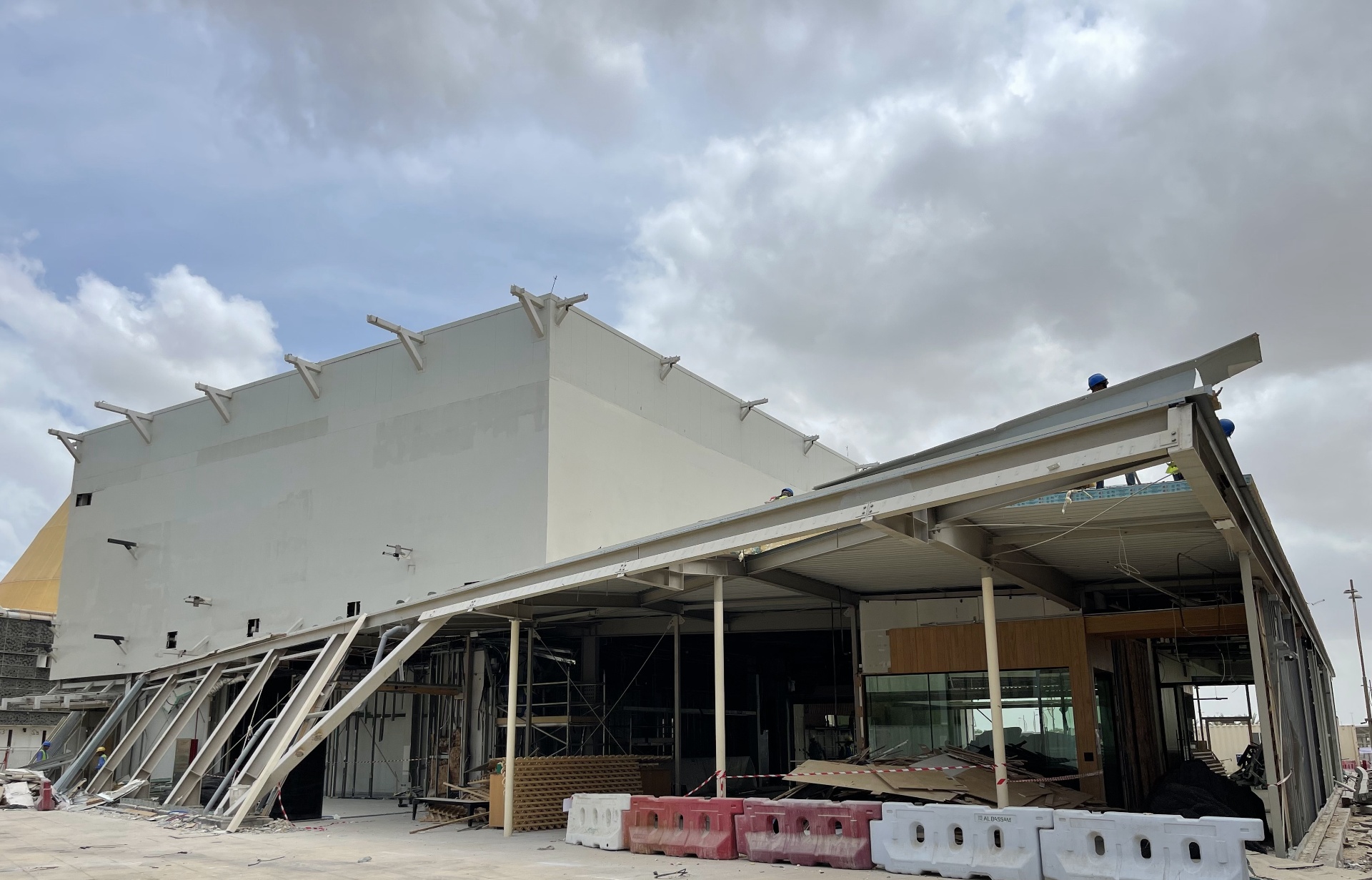 New Zealand Pavilion during demolition with exposed steel structure