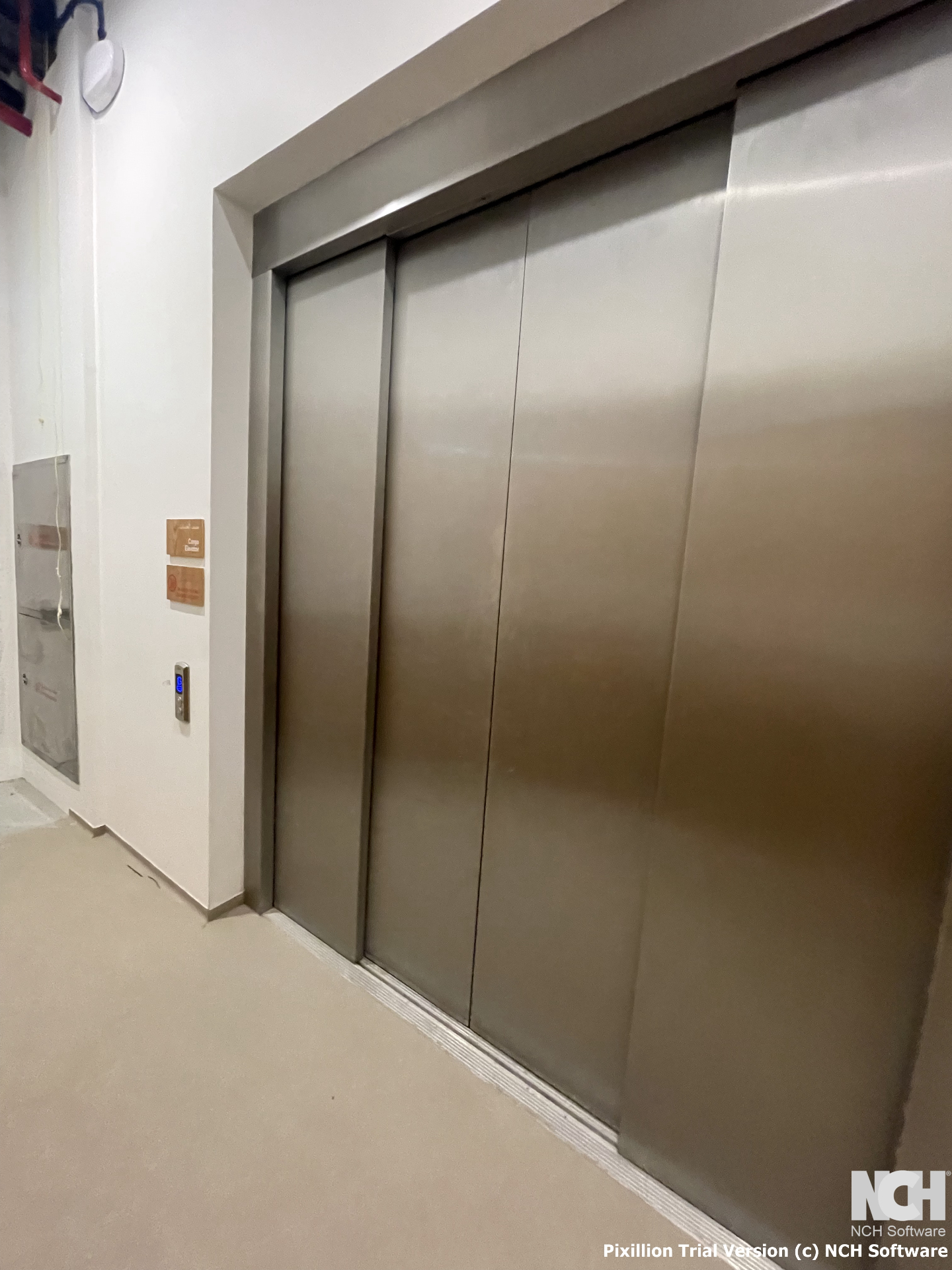 Poland Pavilion interior cargo elevator for decommissioning work