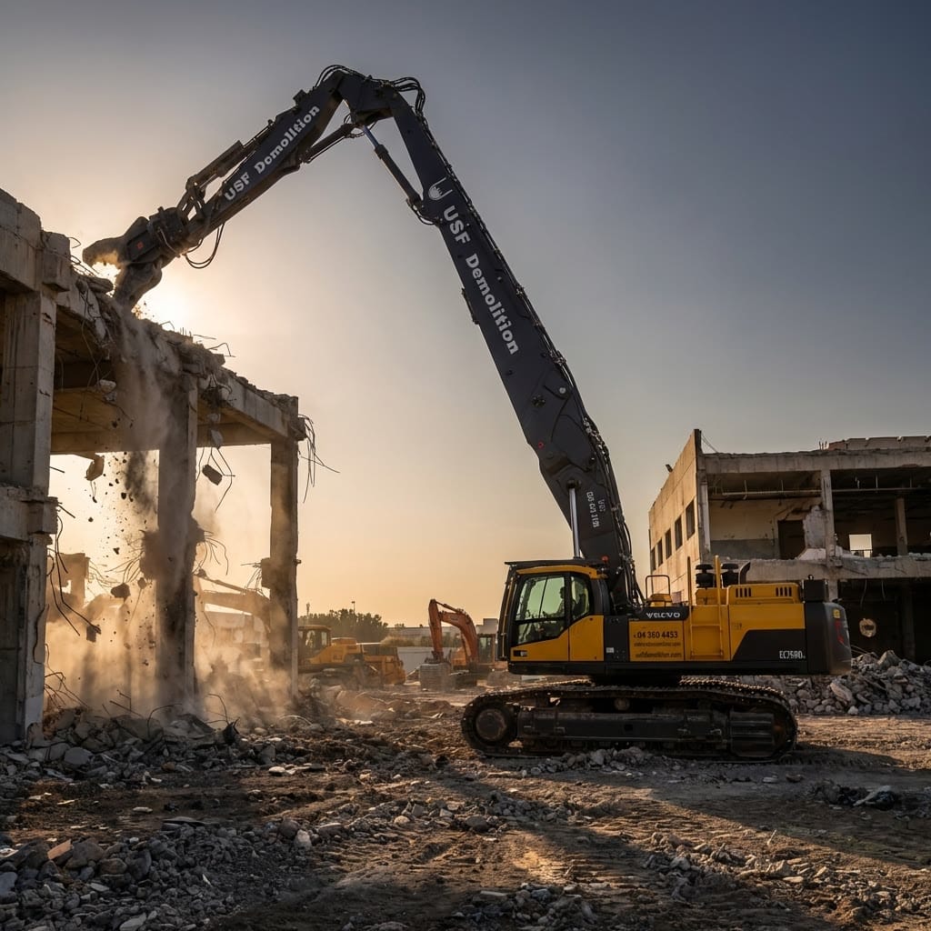 USF Demolition Volvo EC750DL high-reach building demolition