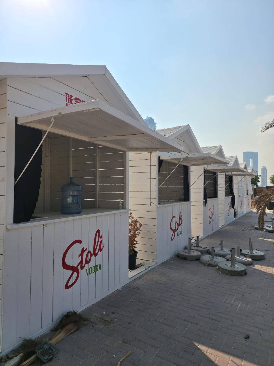 Zero Gravity beach cabanas and vendor stalls during demolition